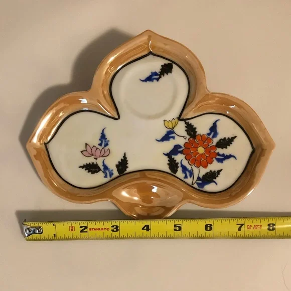 Vintage lusterware trinket serving dish plate floral pattern - Picture 4 of 9